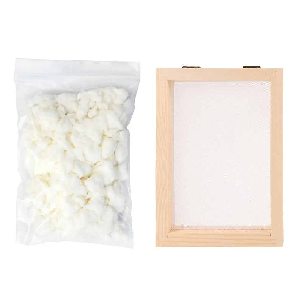 1Set Wooden DIY Paper Making Frame Dry Pulp Kit for Friendly Educational Craft Tool to Make Handmade Paper Books Fans