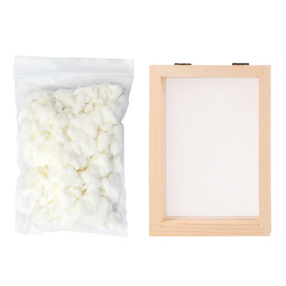 1Set Wooden DIY Paper Making Frame Dry Pulp Kit for Friendly Educational Craft Tool to Make Handmade Paper Books Fans