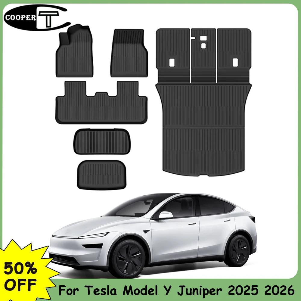 For Tesla Model Y Juniper 2025 2026,7-Pieces All-Weather TPE Floor Mats, Car floor mat accessories Waterproof and easy to clean