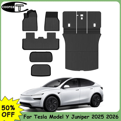 For Tesla Model Y Juniper 2025 2026,7-Pieces All-Weather TPE Floor Mats, Car floor mat accessories Waterproof and easy to clean