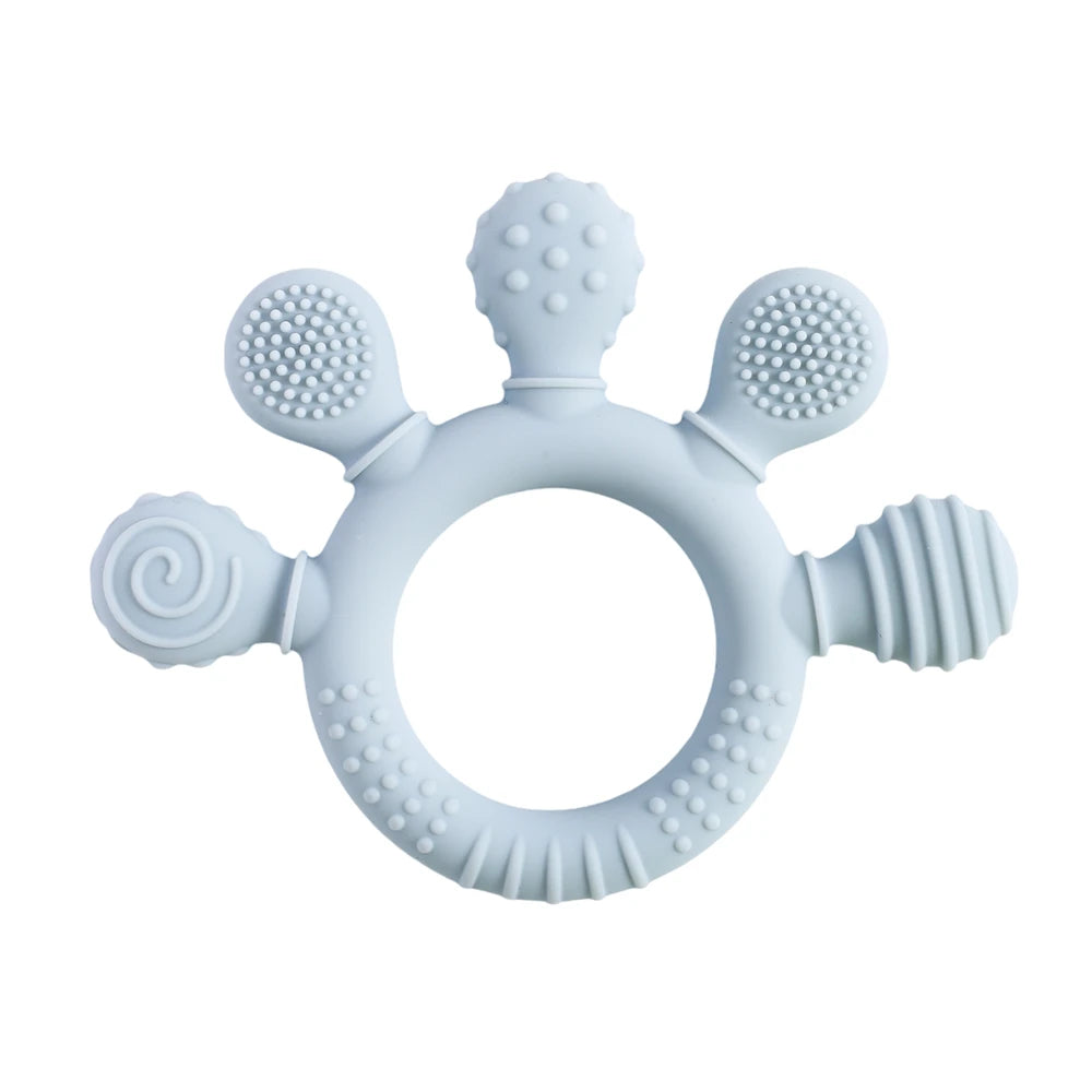 Colorful 5-Finger Silicone Teething Ring – Multi-Directional Bite, BPA-Free, Easy to Clean, Shape & Color Cognition Gift