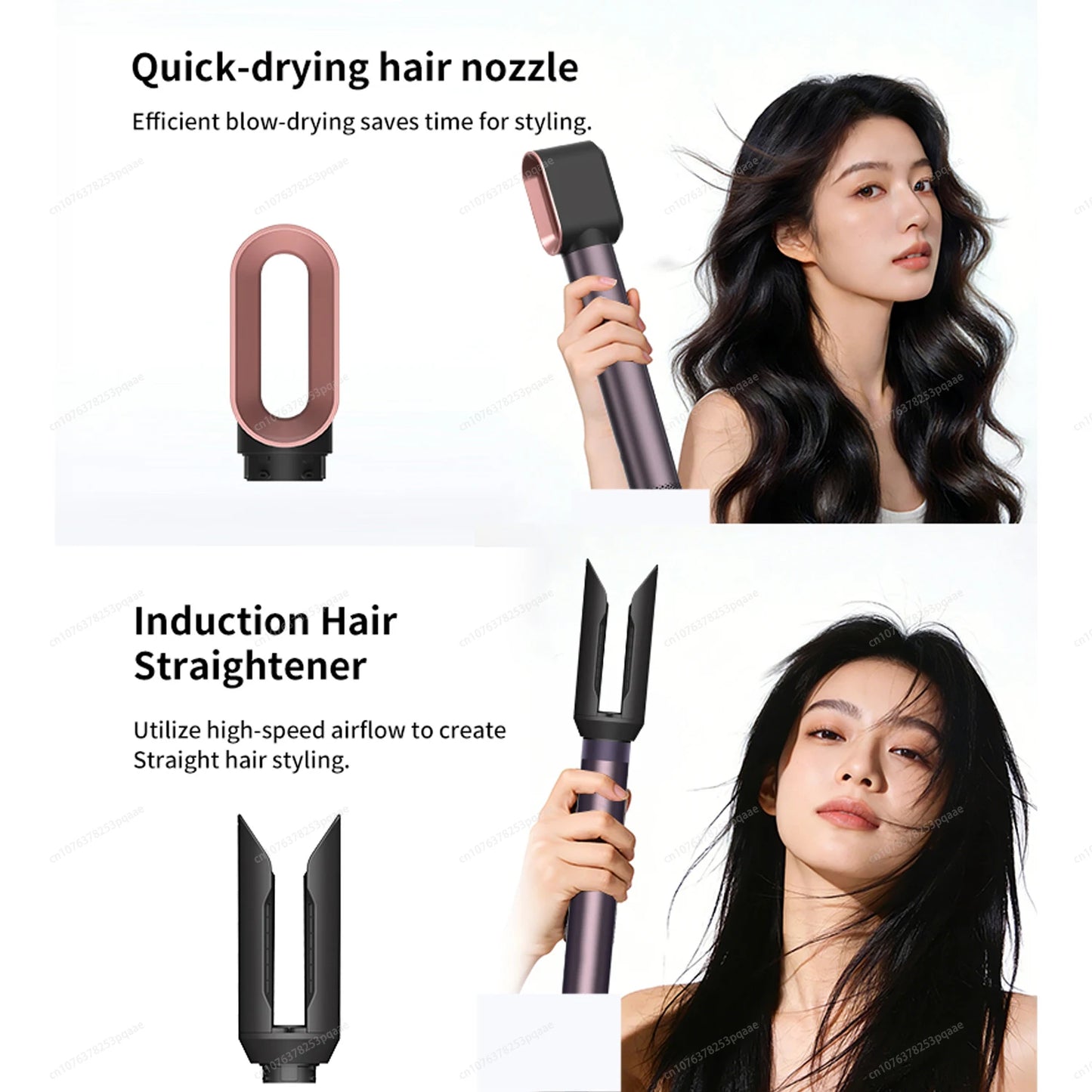 Sencimen X19 Upgraed Multil Hair Styler Auto Curling&Straightenting Barrel Nozzle Wrap Hair Dryer Professional Curly Hair Styler