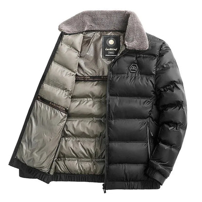 Winter Jacket Men Fleece Collar Graphene Self-heating Thicken Warm Casual Parkas Man Quality Cold Protection Coat Male Overcoat