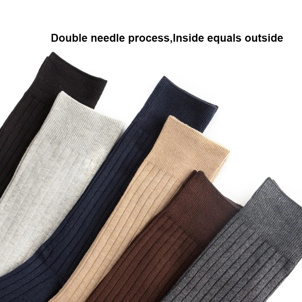6 Pairs Large Men's Cotton Office Socks Long Solid White Black Mid-Calf Business Formal Sock Casual Plus Size 45 46 47 48 49 50