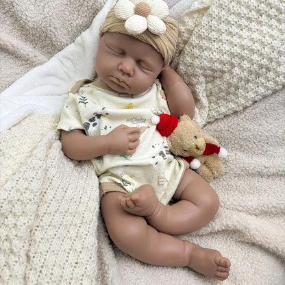 50cm Open Mouth Doll Soft Lifelike Silicone Reborn Baby Girl/Boy Loulou Waterproof Baby 3D Skin Doll Gift for Dementia Patients