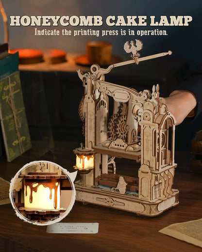 ROKR Classic Printing Press 3D Wooden Puzzle LK602, Building Block Set, Wooden Puzzle