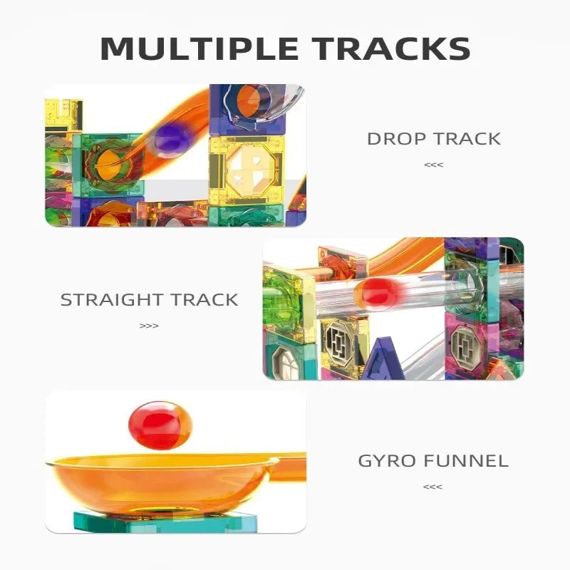 Educational Colorful Magnetic Sheet for Kids Toys with Slide Ball Building Blocks Pipe Magnet Splicing Track Puzzle Toy Window