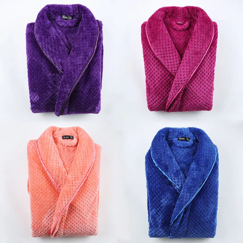Thickened Extended Bebe Velvet Couple Robe Women's Winter plus Size Fashion Sleepwear Men's XXXL Sexy Home Clothes Pyjamas