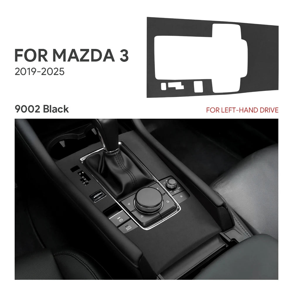 For Mazda 3 Axela 2019 2020 2021 2022 2023 2024 2025 Central Console Gear Shift Panel Top Suede Sticker Car Interior Trim