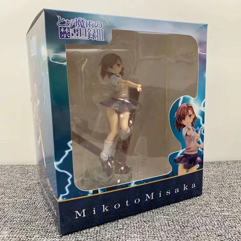 Misaka Mikoto Figure School Uniform PVC Anime Statue A Certain Scientific Railgun Cute Desk Shelf Home Display For Fans Gift