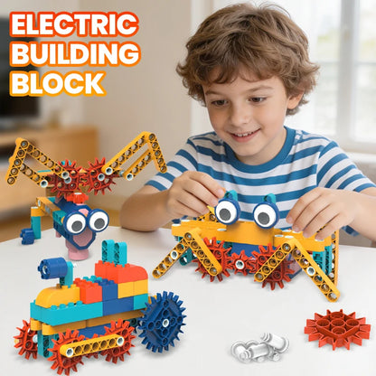 Electric Science Building Block Mechanical Gear Assembly Brick Model Interlocking Building Toy Kid Educational Birthday Gifts