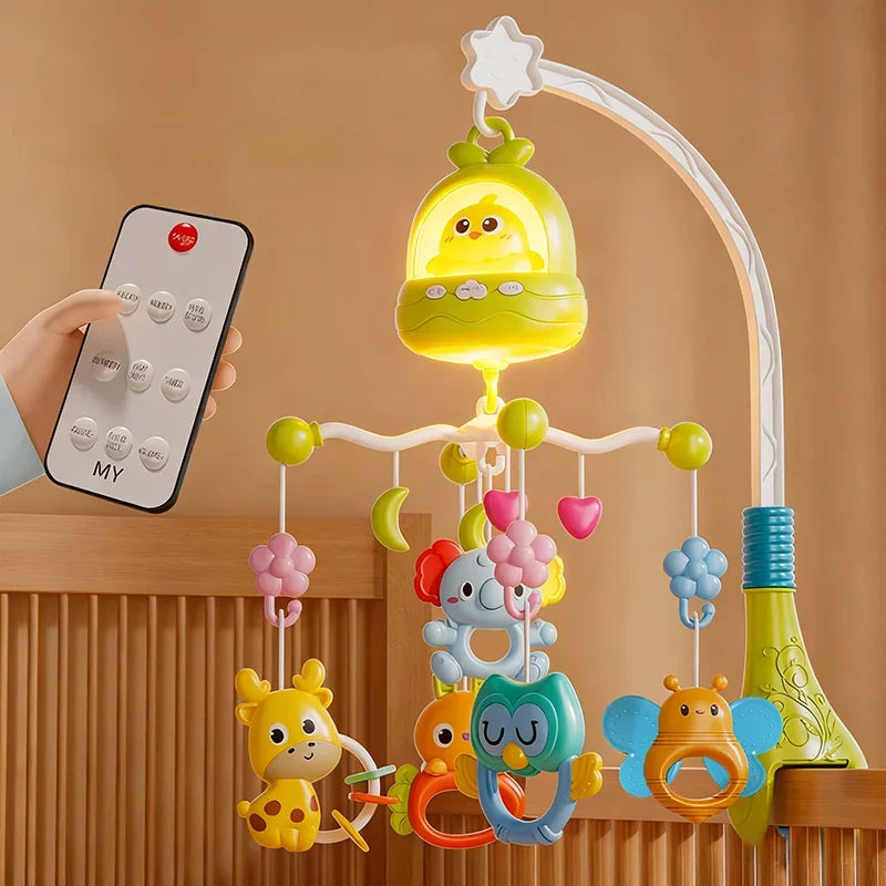 360° Bird Musical Remote Control Baby Crib Mobile Rotating Soft Light Bed Bell Toy Timing Hanging Infant Newborn Bedside Gift
