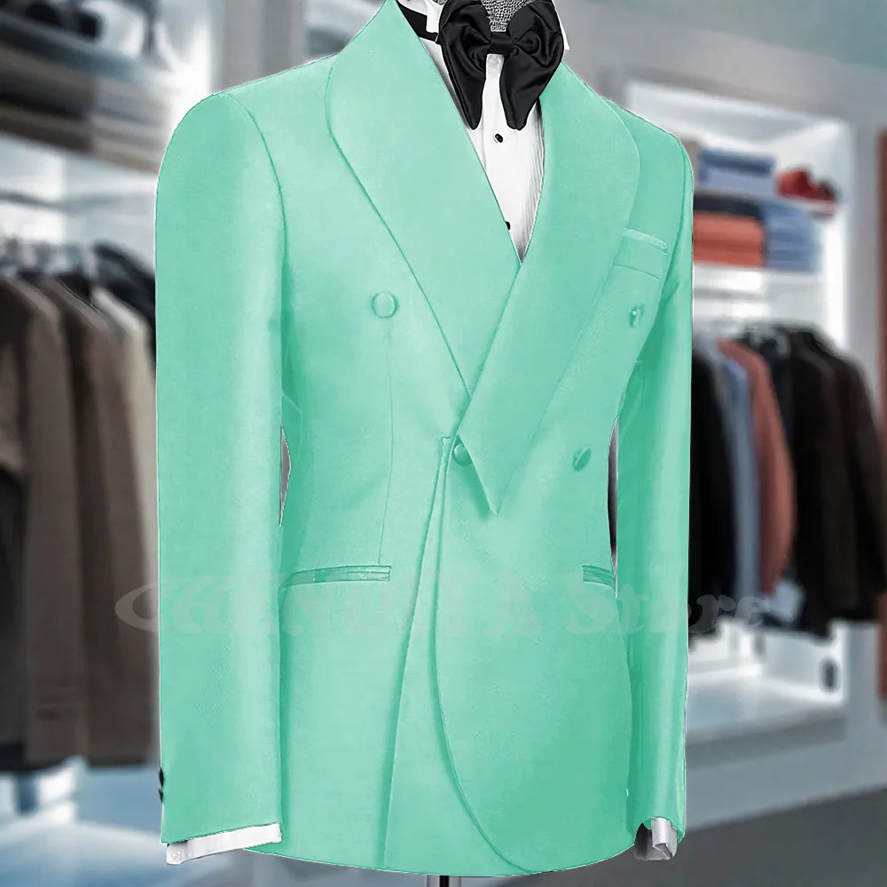 Black Suits For Men Shawl Lapel Formal 1 Piece Jacket Double Breasted Business Casual Groom Wedding Party Custom Made Blazer