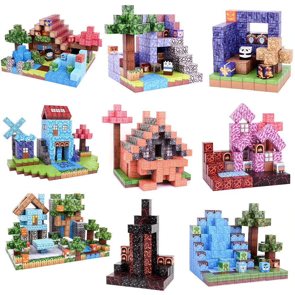 Magnetic Building Blocks Mine World Magnet Cube for Stacking Construction Set Educate Sensory Toys Kids Boys Girls Ages 3+ DIY