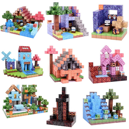 Magnetic Building Blocks Mine World Magnet Cube for Stacking Construction Set Educate Sensory Toys Kids Boys Girls Ages 3+ DIY