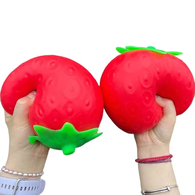 Giant Strawberry Squishy Toy Extra Large Size Strawberry Fidget Toys Slow Rising Shapeable Venting Ball for Adults Friends Gifts