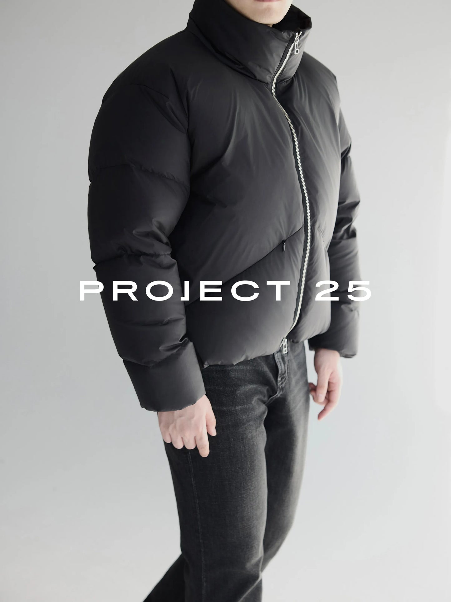 PROJECT 25 Men's Lightweight 90% White Duck Down Jacket 3-Defense Heat Storage Warmth Loose Stand Collar Short Down Coat
