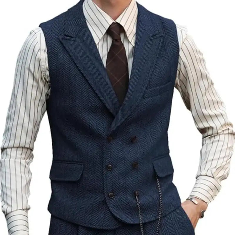 Men Vest Brown Suede Leather Gentleman Business Waistcoat Vintage Regular Slim Autumn Winter Banquet Men's Suit Vest