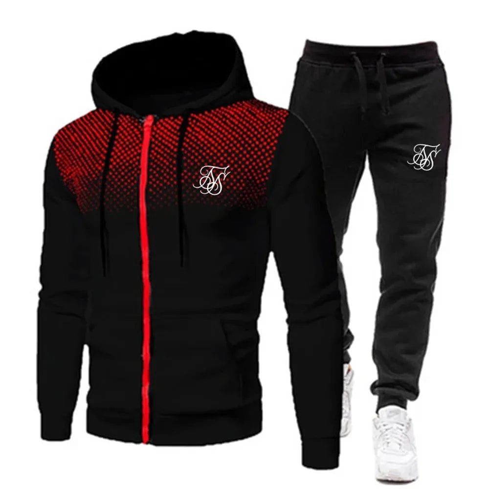 Men's Hoodie suit fashion print autumn Hoodie+pants men suit sports two piece Men Clothes Sportswear Sets