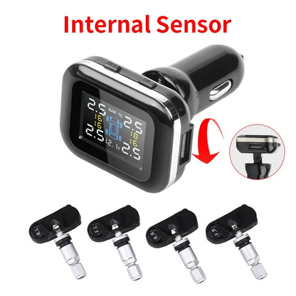 Jansite Car TPMS Cigarette Lighter Tire Pressure Monitoring System Sensors Adjustable Display Angle Auto Security Tpsm Sensor