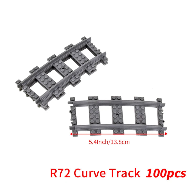 MOC City Bricks Train Flexible Construction Parts Railway Curve Track R104 Building Blocks Model Accessories Compatible 53401