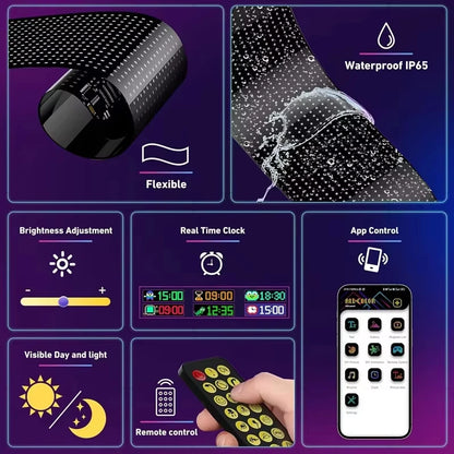 Dynamic Devil Eyes Light for Car Truck Windshield Programmable LED Display Flexible Soft Screen DIY Bluetooth APP Remote Control