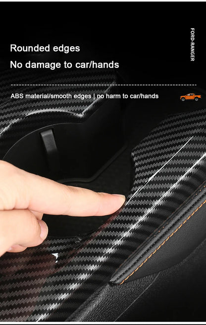 Carbon Fiber Car Interior Overlay Accessories For Ford Ranger Raptor Wildtrak T9 2022-2025, Central Gear Shift Panel Door Trim
