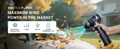 Vanture Electric Air Duster-28.22OZ Market Maximum Wind Pressure Super Power Cordless Duster 3-Gear Adjustable for Outdoor Car