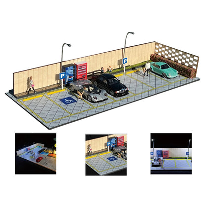 G Fans 1/64 Scale Car Garage Miniatures Model Car Parking Lot Diecast Scene Display Vehicle Scene Toy Background Collection