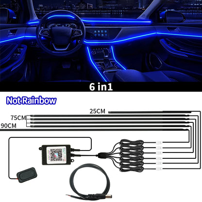 Symphony Streamer Car Ambient Light Interior LED Full Color RGB Neon Acrylic Strip Atmosphere Lighting Kit App
