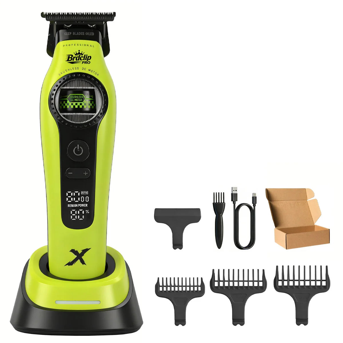 New BRDCLIP PRO Electric Hair Clipper Hair Trimmer Set Outer Rotor BLDC 6000-8000RPM Barber  Shop DLC Blade with Charge Dock