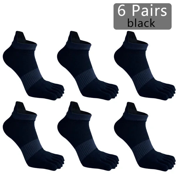 1/6 Pairs Man Five Finger Socks Large Plus Size Patchwork Compression Mesh Breathable Fitness Sport Toe Ankle Boat Socks EU43-47