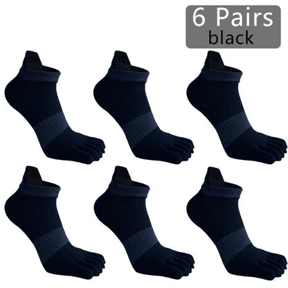 1/6 Pairs Man Five Finger Socks Large Plus Size Patchwork Compression Mesh Breathable Fitness Sport Toe Ankle Boat Socks EU43-47
