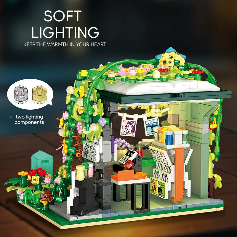 834PCS MOC Street Scene Gazebo Building Blocks DIY Architectural Model STEM Educational Toys Kit Girls Kids Birthday Gift