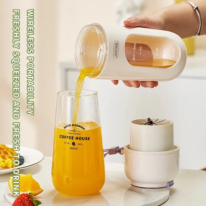 Portable Electric Juicer Cup 350mL for Smoothies Shaved Ice Juices12 Blade Stainless Steel Blender with Wireless Charging