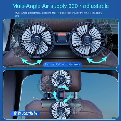 3-speed Car Seat Back Cooling Fan USB Charge Dual Head Fan 360 Degree Rotation Neck Cooler for Summer Car Accessories