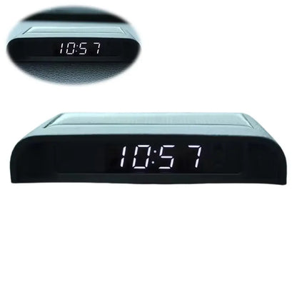 Solar Powered Car Digital Clock, LED LCD Display with Time Decor Date Dashboard Auto Thermometer, L0K4