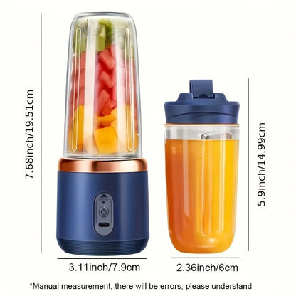Portable Rechargeable Juicer Cup, Compact Personal Blender for Smoothie, Travel, Home, Office - Easy Clean, Multifunctional