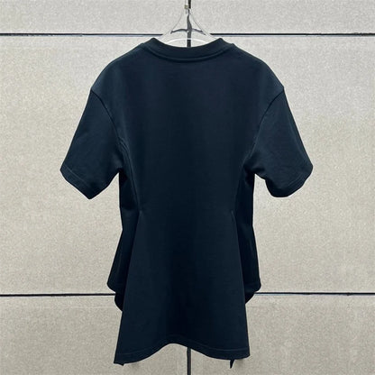 Women's t-shirt New elastic knitted round neck pullover for summer 2026 cotton short sleeved top Waist cinching slim fit corset