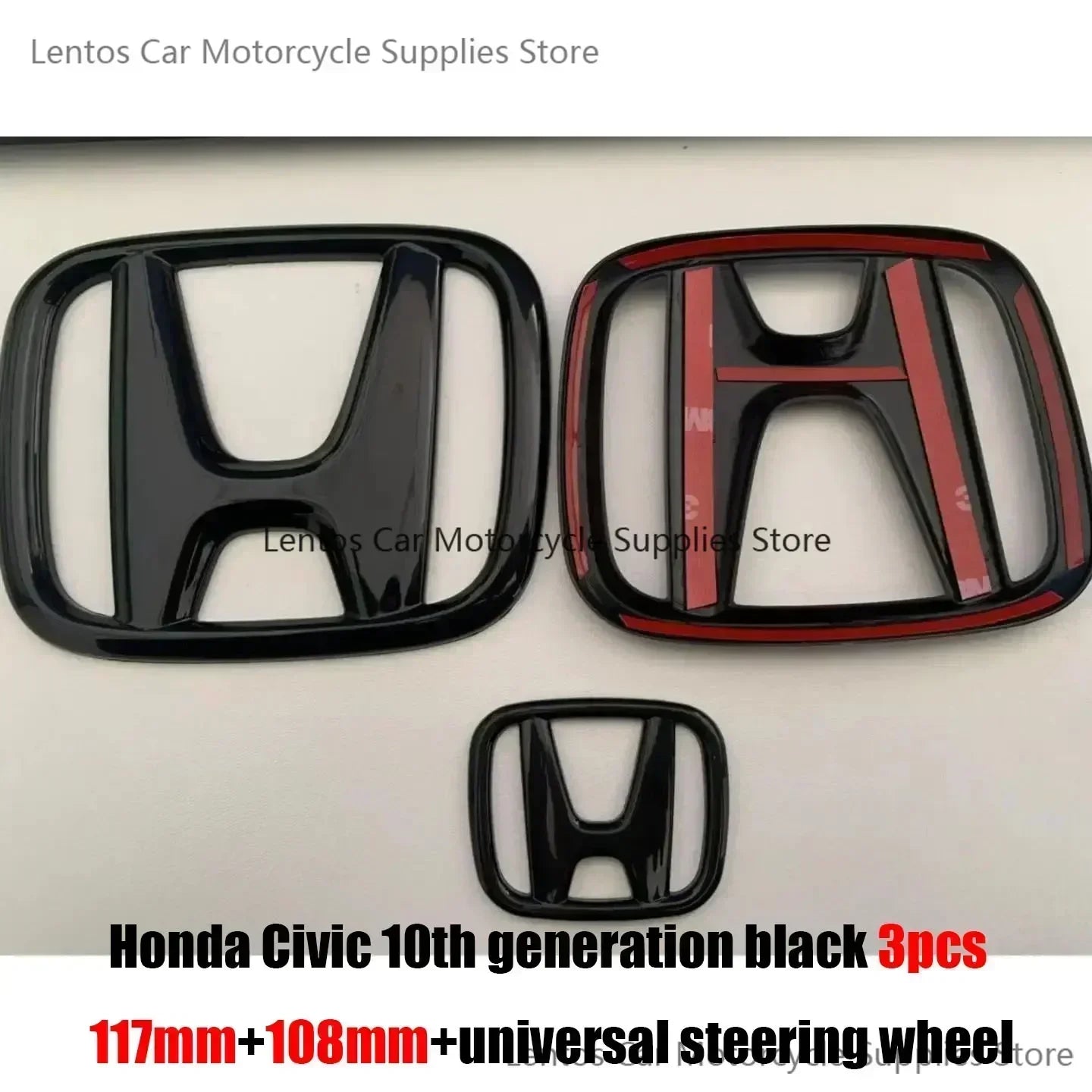 Black Red Front Rear Cover Steering Wheel Emblem Modification Sticker for Honda 10th Accord Civic Exterior Tuning Parts