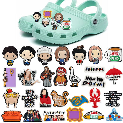 13-100Pcs Old Friends Shoe Charms Cartoon Clogs Sandals Decoration Shoes Accessories Buckle for Kids Friends Gift