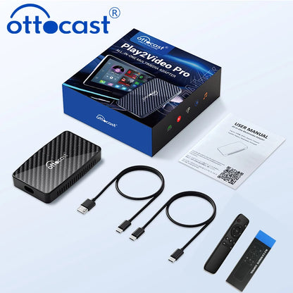Ottocast Play2video Pro Ai Box Wireless CarPlay Android Auto Adapter Built in Youtube Netflix for Car with Wired Carplay