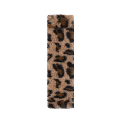 Fashion Leopard Print Car Seat Cover Soft Plush Leopard Steering Wheel Cover Winter Women Auto Interior Accessories Seat Pad