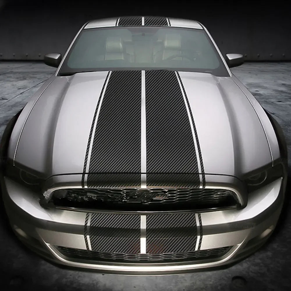 For Ford Mustang EcoBoost Shelby GT Hood Roof Trunk Vinyl Stripe Decal Set – PVC Car Styling Wrap Film Kit