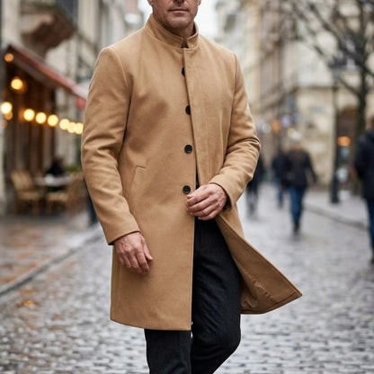 New Men's Coat Casual Winter Single Breasted Invisible Button Mens Business Knee-length Coat Trench Cloth Streetwear Men Blouse