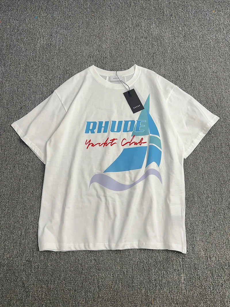 New Arrival RHUDE Print Casual Shorts Loose Street Shorts with Pockets Men's High Quality Shorts