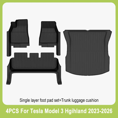 For New Tesla Model 3 Highland Car Floor Mats All-inclusive Threshold Style Foot Pads TPE Cargo Liner Seat Backrest Protective