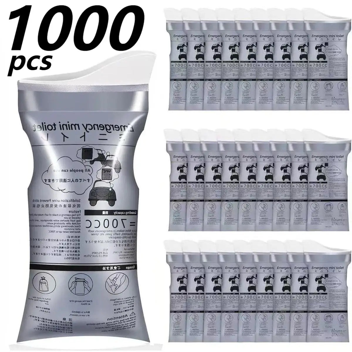 Disposable Urine & Vomit Bags, 700ML Portable Urinal for Women/Men, Emergency Travel, Camping, Traffic Jam, Pregnant, Patient