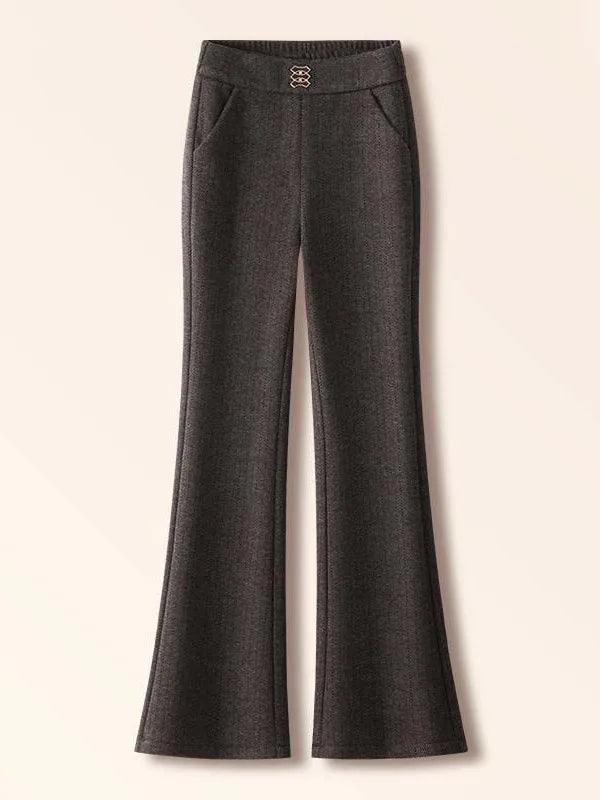 Thickened Fleece Lined Woolen Wide Leg Pants Casual Trousers for Middle Aged And Elderly Autumn Winter New Style Fashionable ...