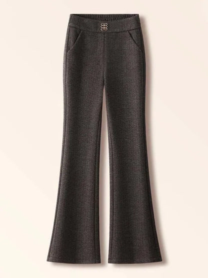 Thickened Fleece Lined Woolen Wide Leg Pants Casual Trousers for Middle Aged And Elderly Autumn Winter New Style Fashionable ...